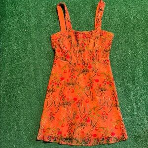 Vibrant Orange Floral Dress